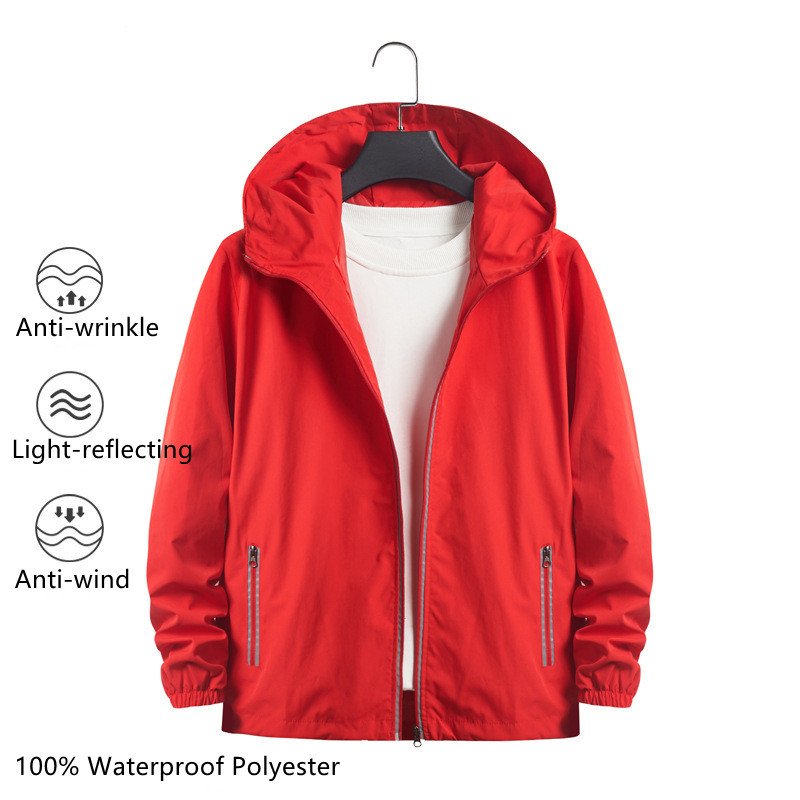 high quality custom waterproof anti wind reflective fabric sportswear 100% polyester men's jackets