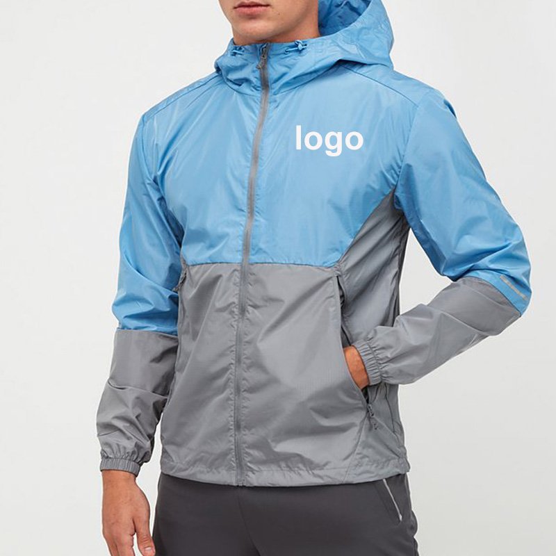 Customized Logo Outdoor lightweight Waterproof windbreaker With Zipper Men's Polyester Jacket