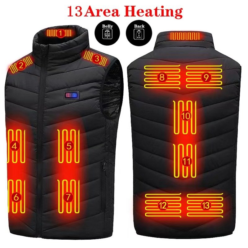 Winter Warm Outdoor Heated Jacket Hunt Temperature adjustment Quilted Intelligent Heating Thermal Men's USB Heated Vest Jacket