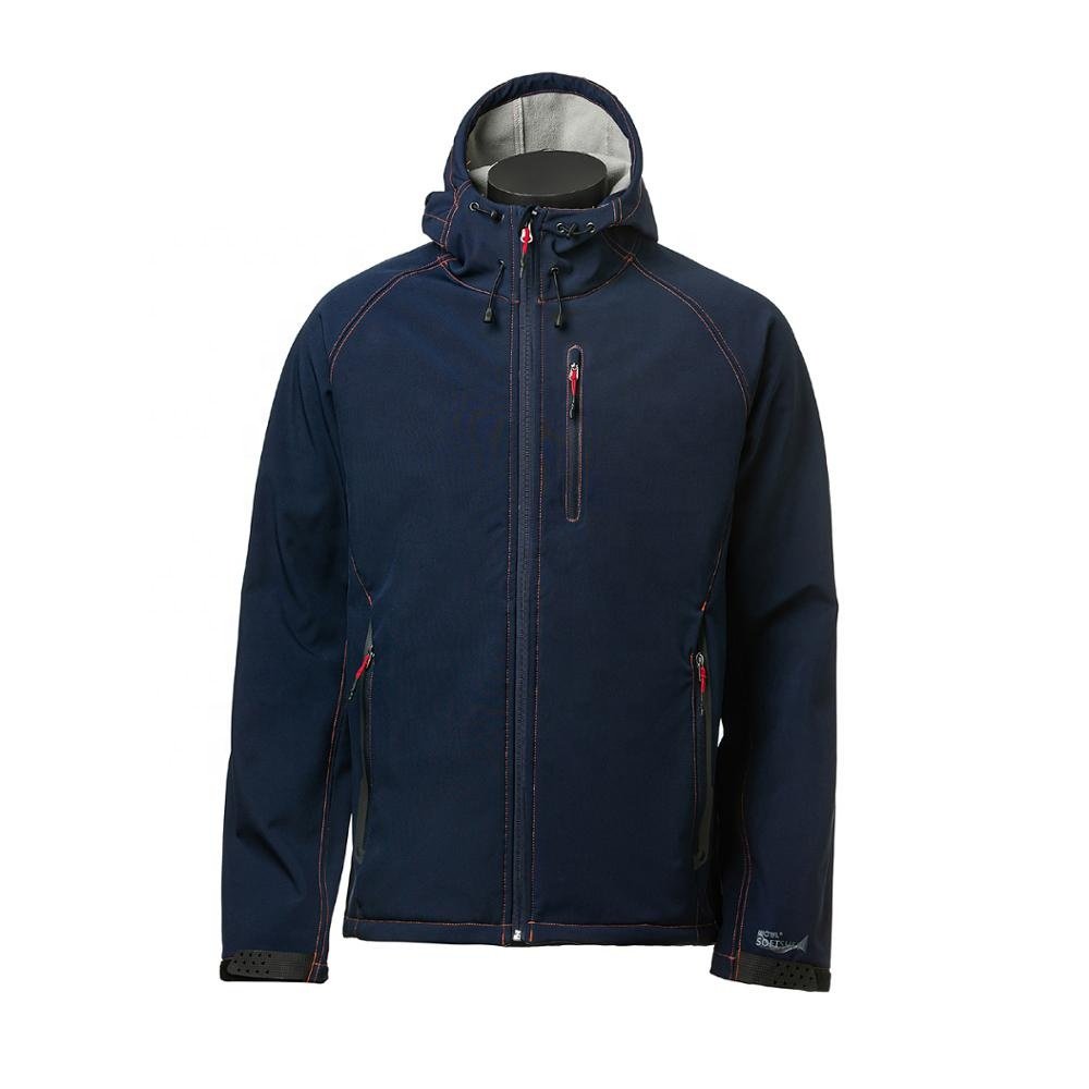 Custom Spring Autumn Casual Mens Coat Hooded Softshell Jacket Contrast Color Zip up Waterproof Men's Jacket