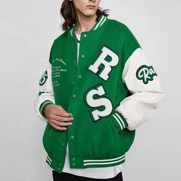 Wholesale Stylish Unisex Sport Wear Soft Heavyweight Cotton Winter Embroidery Letter Hip Hop Oversized Men Pilot Baseball Jacket