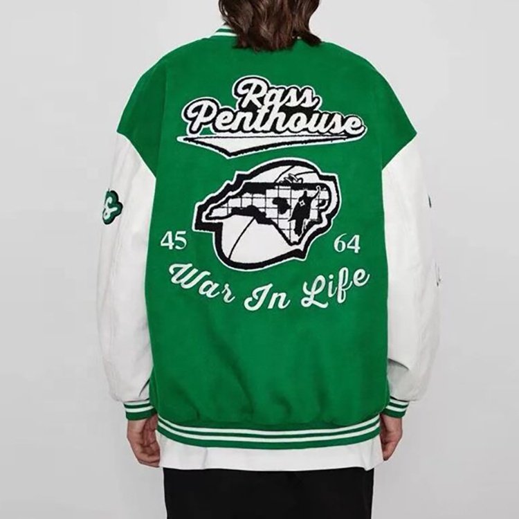Wholesale Stylish Unisex Sport Wear Soft Heavyweight Cotton Winter Embroidery Letter Hip Hop Oversized Men Pilot Baseball Jacket