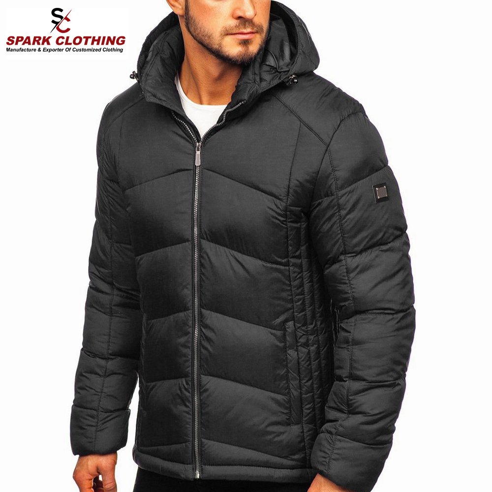 Plus Size Men' Warm Jackets Hooded Nylon Made Winter Street Wear bubble Style Jackets Made in Pakistan