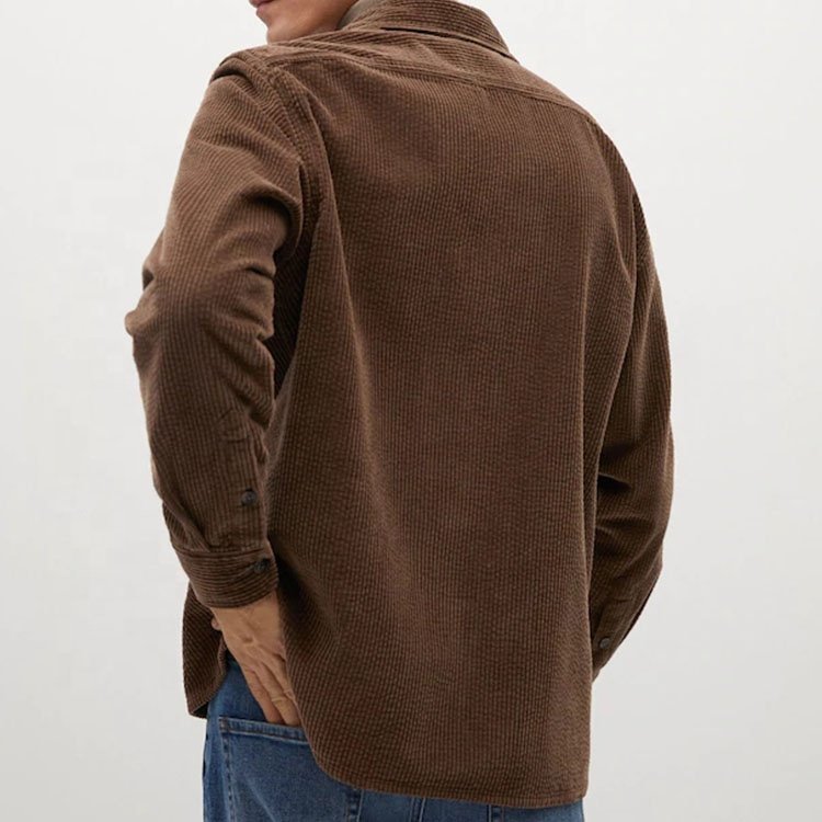 Men's Jacket Corduroy Lapel Long Sleeve Plush Loose Casual Unhooded Winter Coat Jacket manufacturer