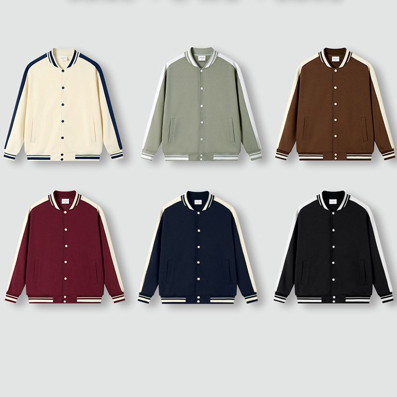 Wholesale 380Gsm Terry Blank Plus Size Custom Men'S Baseball Varsity Jacket