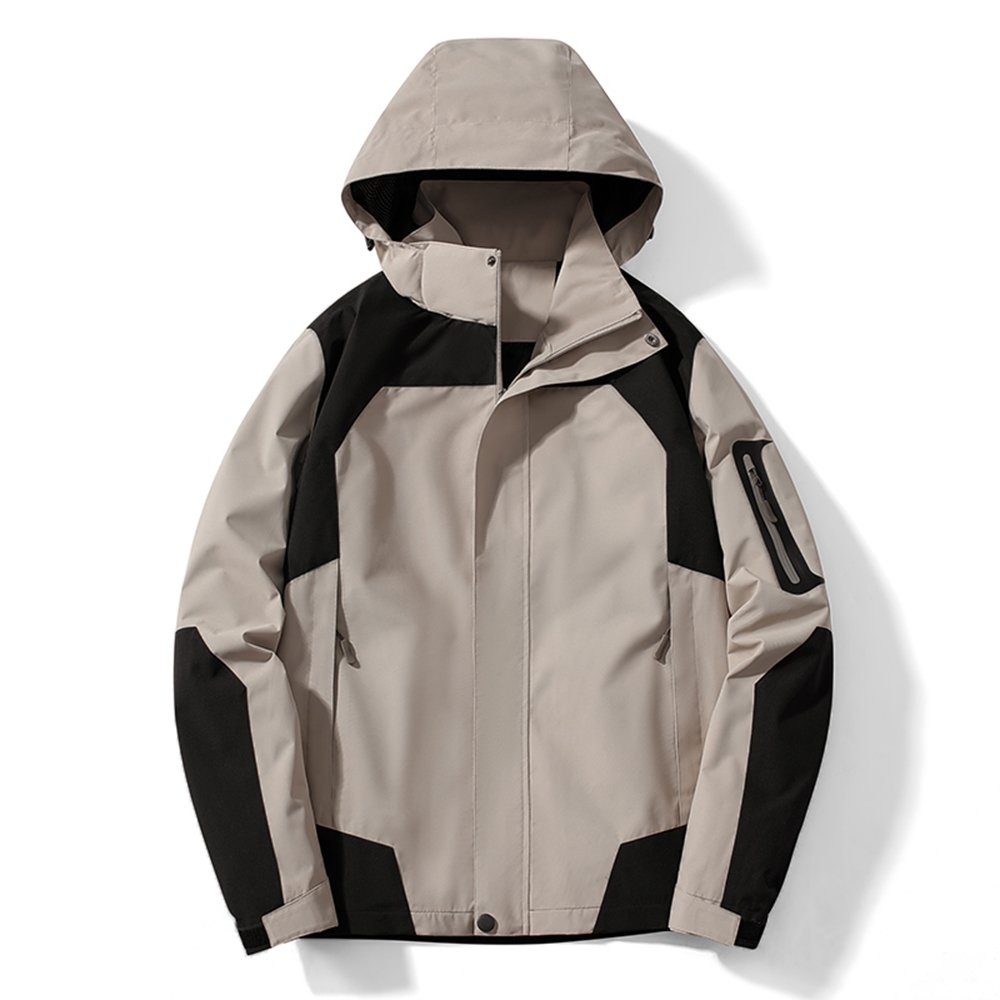 Men's Two-piece Suit Fleece Lining Jacket Winter Detachable Windbreaker Breathable Mountaineering Suit Zip Up Jacket For Men