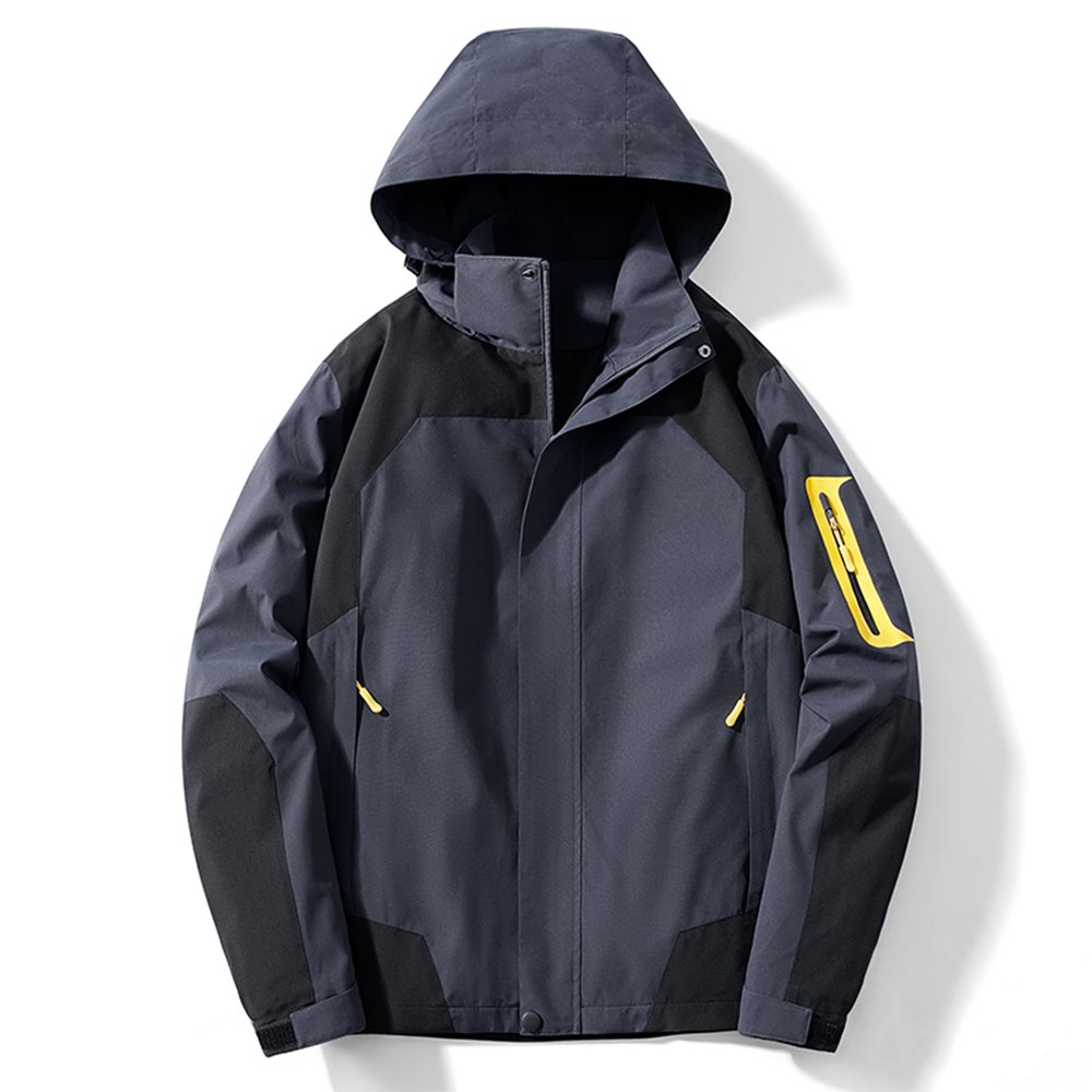 Men's Two-piece Suit Fleece Lining Jacket Winter Detachable Windbreaker Breathable Mountaineering Suit Zip Up Jacket For Men