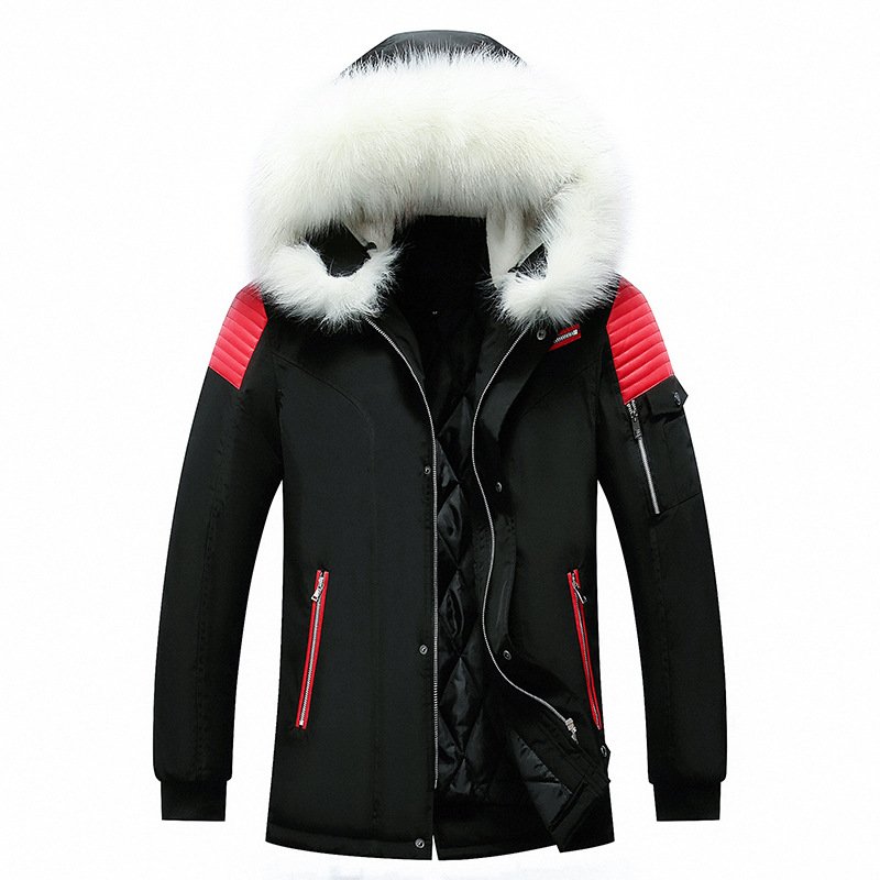 OEM Clothing Winter Men's Puffer Jackets Detachable White Faux Fur Hooded Puffer Parka Jacket Cotton Men Fashion Coat ropa homb