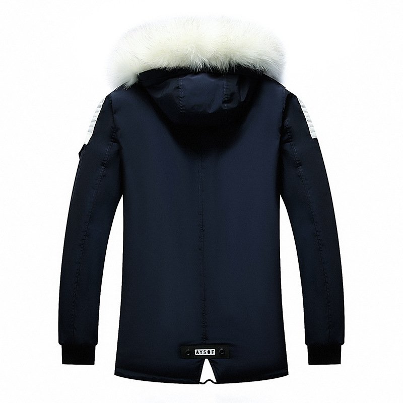 OEM Clothing Winter Men's Puffer Jackets Detachable White Faux Fur Hooded Puffer Parka Jacket Cotton Men Fashion Coat ropa homb