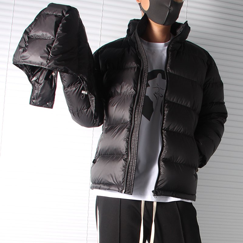Wholesale Men's Black Shiny Puffer Jacket Custom Logo Breathable Hooded Parka Quilted Winter Coat Casual Pattern Feathers