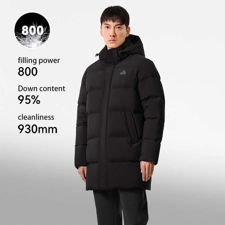 PELLIOT outdoor winter new design hooded 800 filling mid-length men's ultralight thick goose down jacket