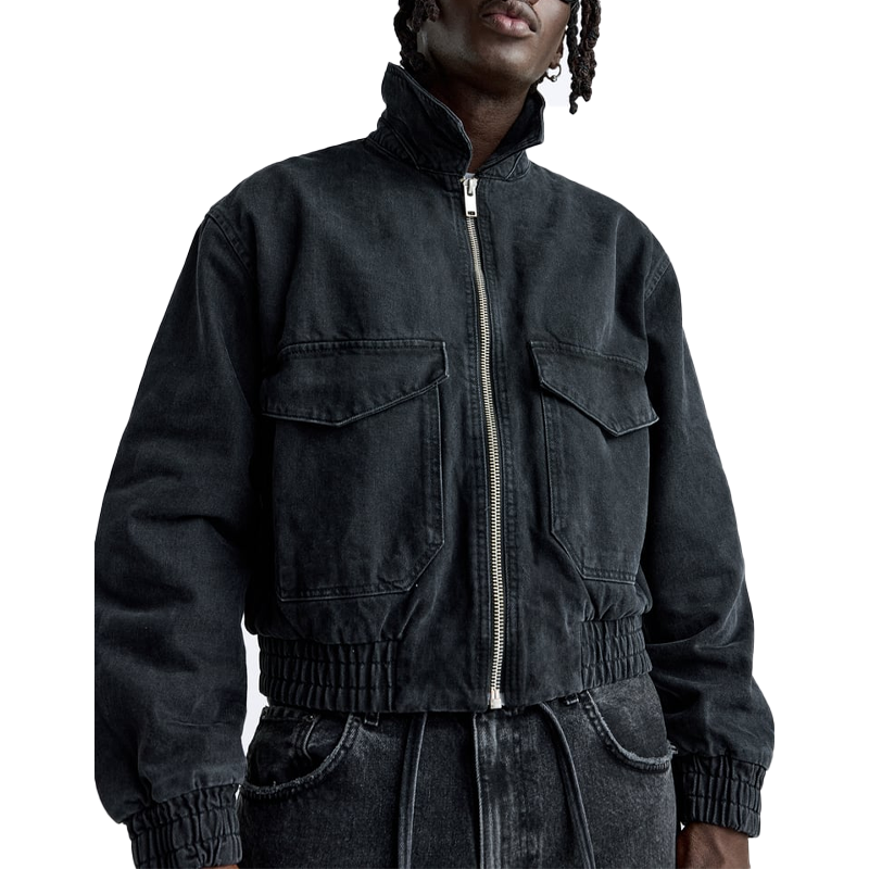 Wholesale New Arrivals Fashion Casual Comfortable Custom Logo Lapel Collar And Long Sleeves Patch Pockets Denim Men's Jacket