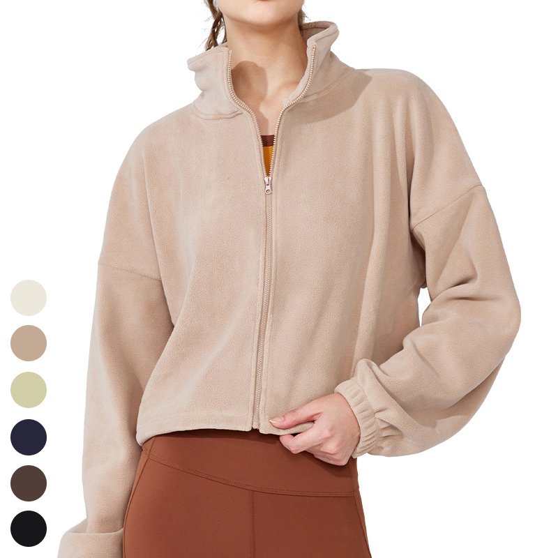 Winter New Polar Fleece Zipper Yoga Jackets Tiktok Hot Keep Warm Casual Sports Jacket Workout Activewear Jackets For Women