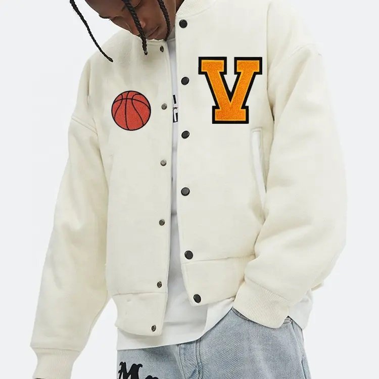 Hot selling custom cool style High School fleece winter baseball bomber leather varsity jackets for men