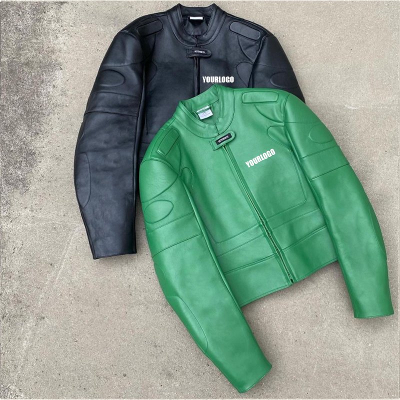 Vigour fashion high quality Bomber casual leather jacket men custom logo designer blank pure plus size men's jackets