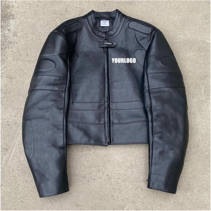 Vigour fashion high quality Bomber casual leather jacket men custom logo designer blank pure plus size men's jackets