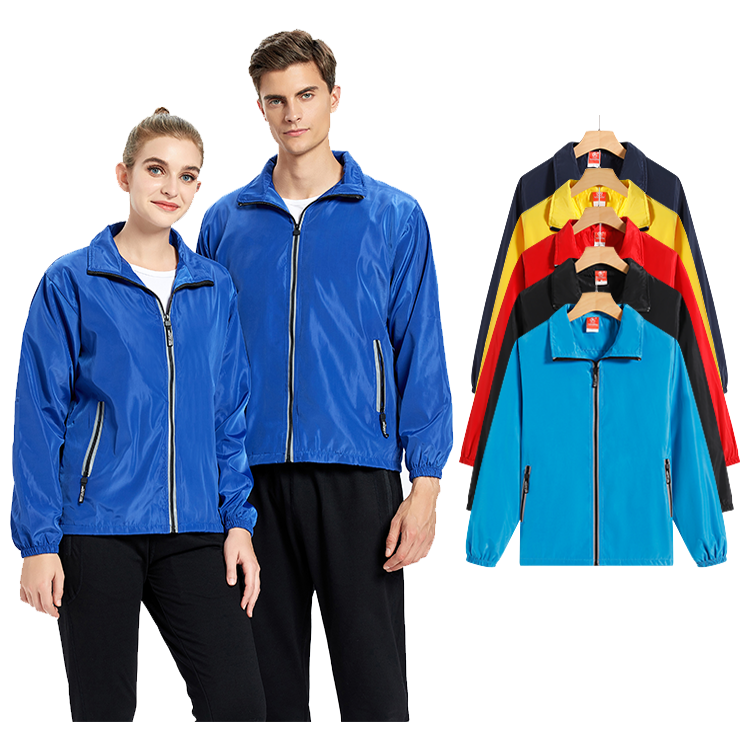 High density soft fiber polyester men's windbreaker jackets outdoor water and wind proof jackets support custom
