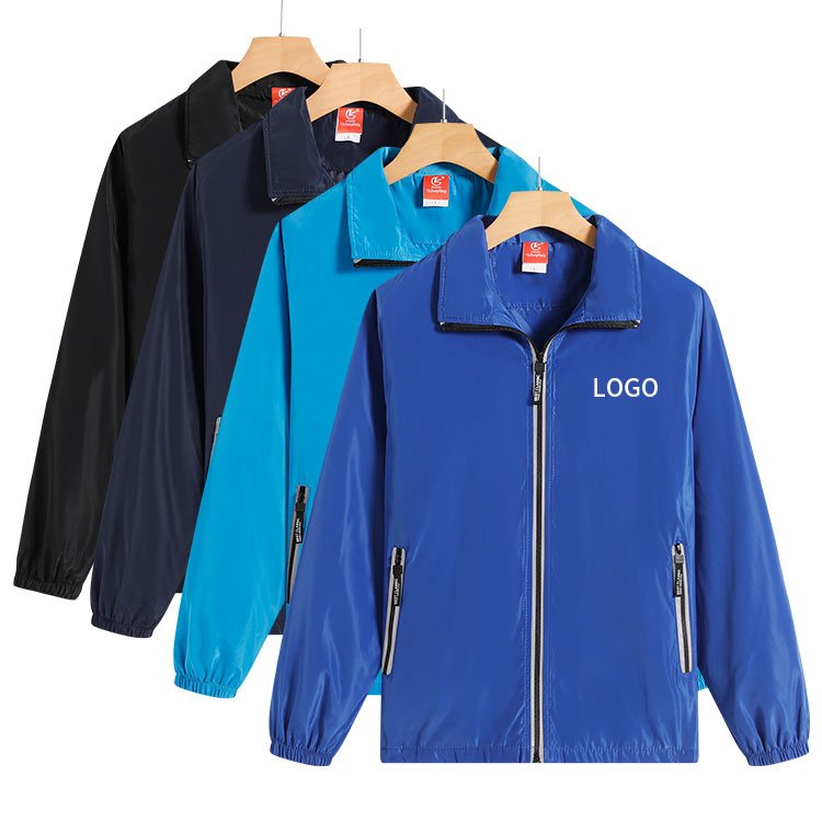 High density soft fiber polyester men's windbreaker jackets outdoor water and wind proof jackets support custom