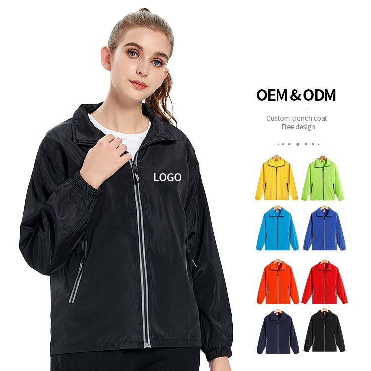 High density soft fiber polyester men's windbreaker jackets outdoor water and wind proof jackets support custom