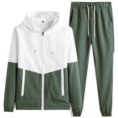 Trend Handsome Fashion Youth Other Fabric Zipper Jacket Knitted Windproof 2pcs Brand Blazer Men's Jacket Suit Casual Jacket