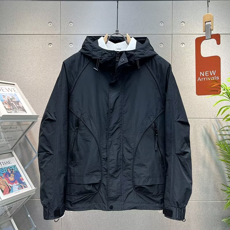 Newest Wholesale Good Quality Men's Vintage Black Zipper Man's Jacket For Autumn Stand Windproof Button