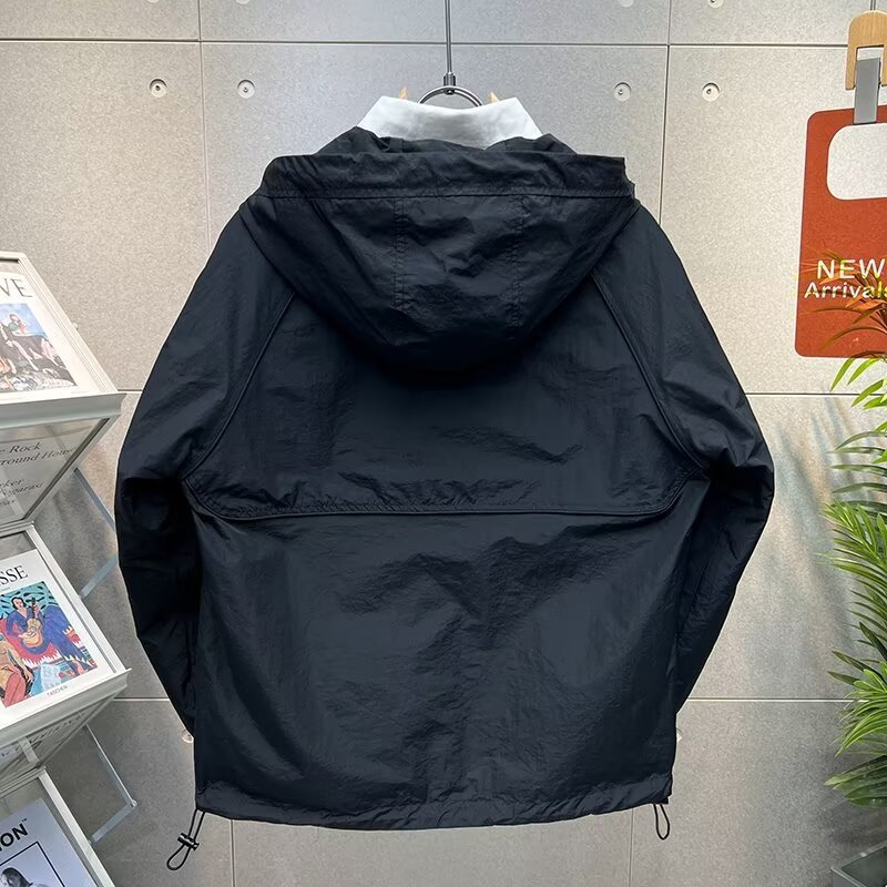 Newest Wholesale Good Quality Men's Vintage Black Zipper Man's Jacket For Autumn Stand Windproof Button