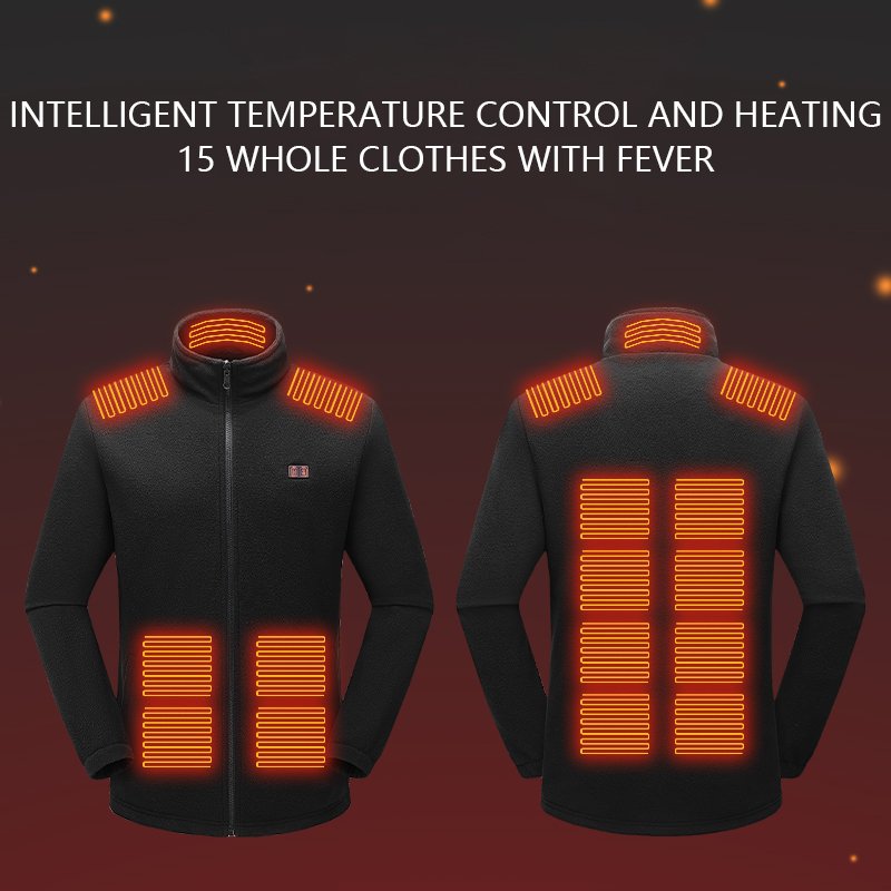 OEM Unisex Chargeable Graphene Heated Jacket Customized 4 Zones Temperature Control Warming 5V Battery Heating Jacket