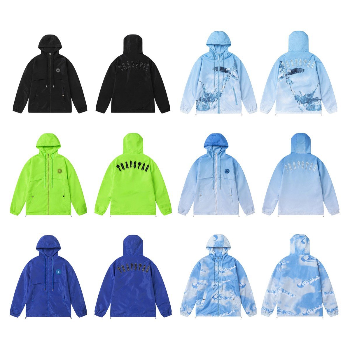 QY7167 2024 New Trapstar Mei Chao High Street Men's and Women's Hooded Jacket Embroidered Alphabet Loose Charge Jacket Zipper