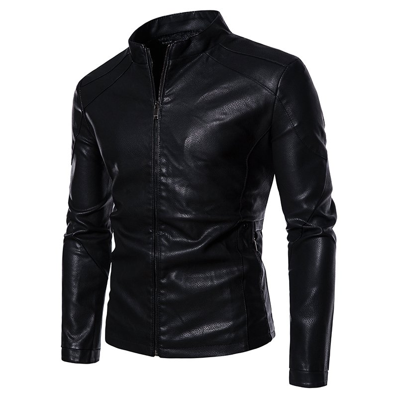 Wholesale Customized Men's Moto Leather Jacket Slim Fashion Windbreaker Racing New Arrival Casual Men Leather Jacket & Coat
