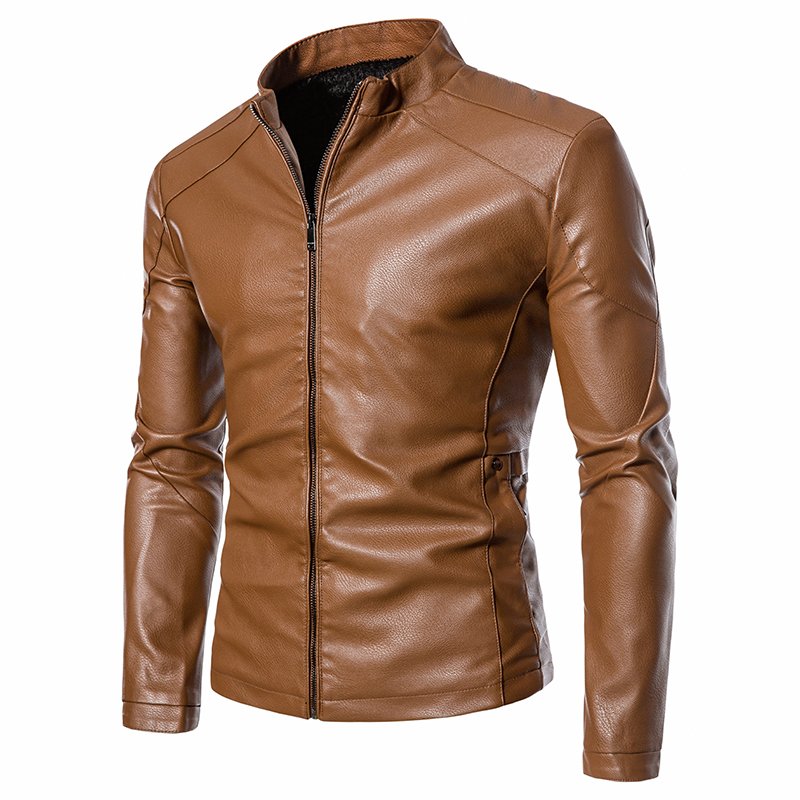 Wholesale Customized Men's Moto Leather Jacket Slim Fashion Windbreaker Racing New Arrival Casual Men Leather Jacket & Coat