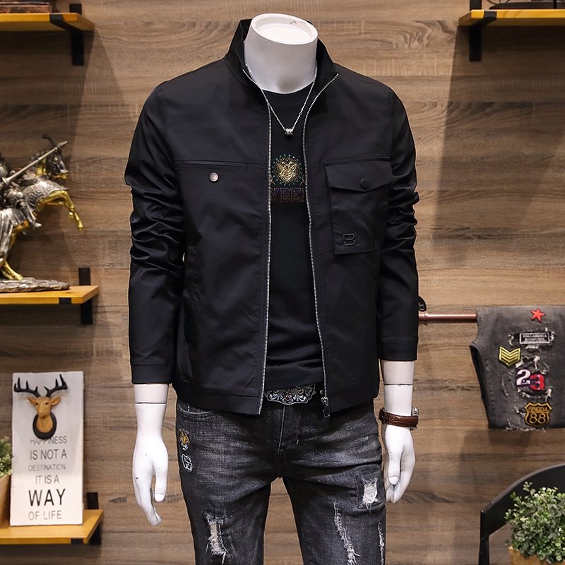 2023 Men's Jacket & Coat Men's Casual Baseball Jacket Stand-up Men's Lightweight Flying Jacket