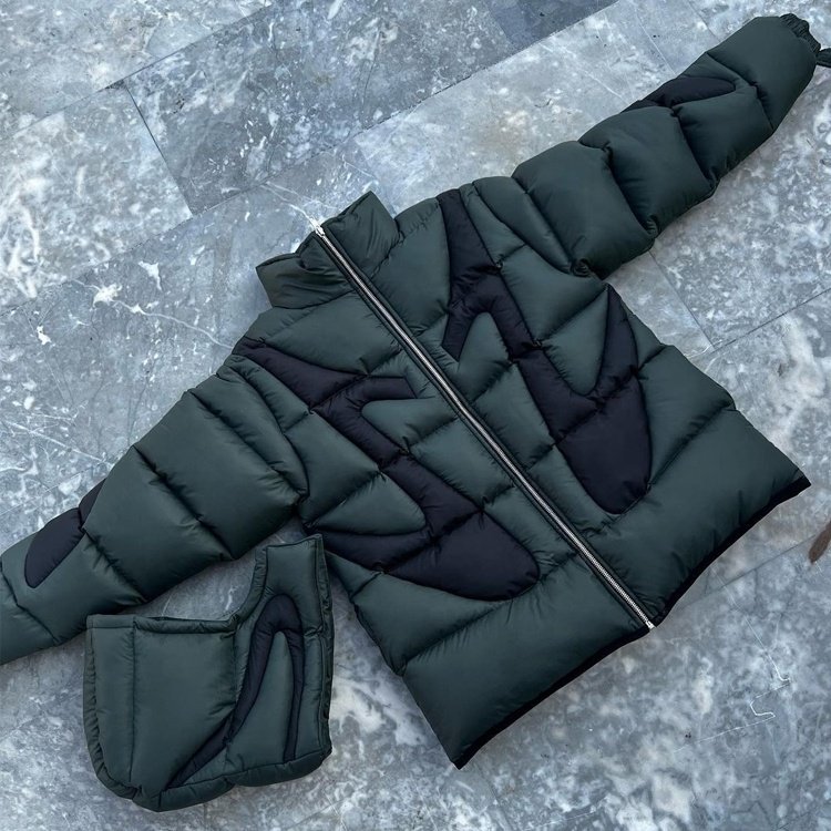 Customized streetwear detachable hood zipper stitching down jacket for men