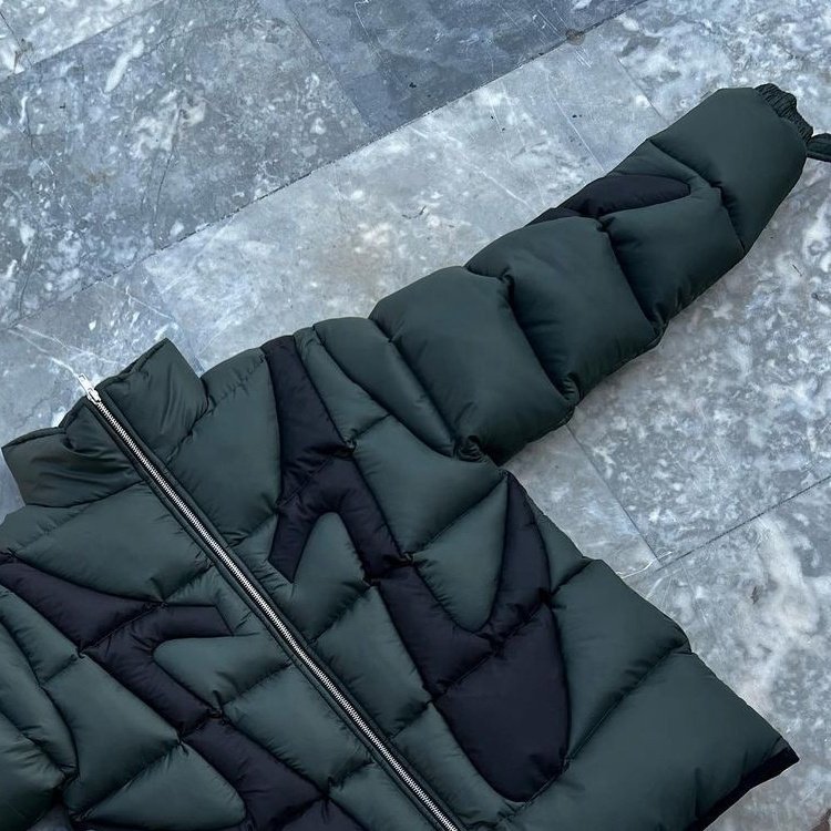 Customized streetwear detachable hood zipper stitching down jacket for men