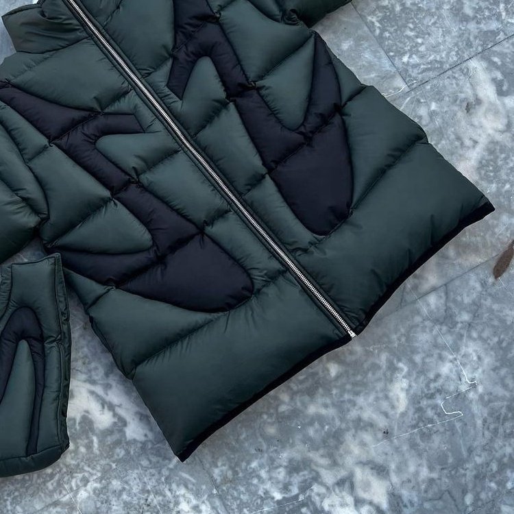 Customized streetwear detachable hood zipper stitching down jacket for men