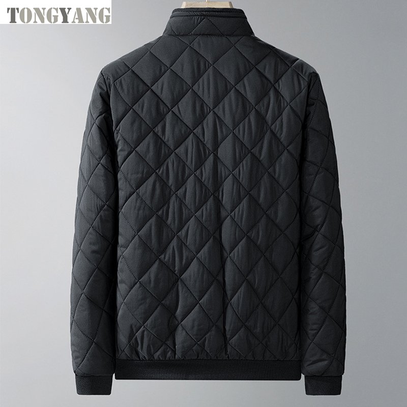 TONGYANG Winter men's Korean slim-fit solid color Stand collar leisure plus fleece thickened warm jacket plus cotton warm jacket
