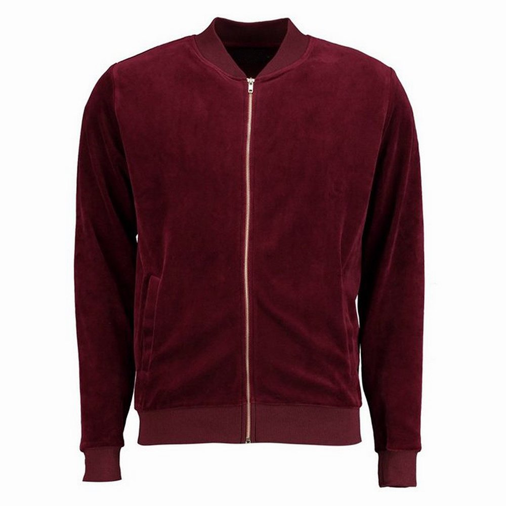 Hot Selling Men's Velvet Jackets in Red Color Wholesale Price Casual Wear Winter Bomber Jackets Made in Pakistan