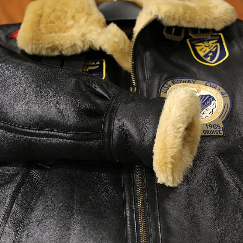 Hot Selling Best Winter Men's Sheepskin Fur Customized Design B3 Bomber Embroidery Plus Size Overcoat Smart Leather Jackets