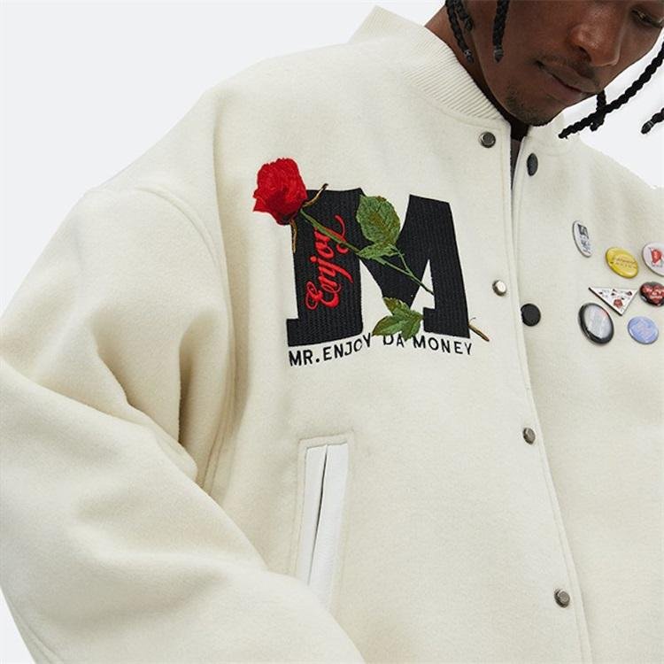 Wholesale OEM Custom logo baseball loose wool casual varsity jacket Plus Size Men's Jackets