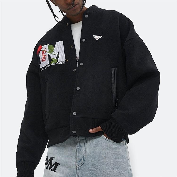 Wholesale OEM Custom logo baseball loose wool casual varsity jacket Plus Size Men's Jackets