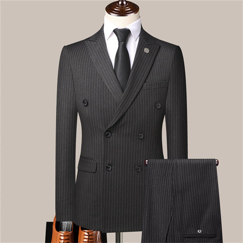 Men's Jacket Business Slim Suit Party Coat & Pants Wedding Blazer 2pcs / Set