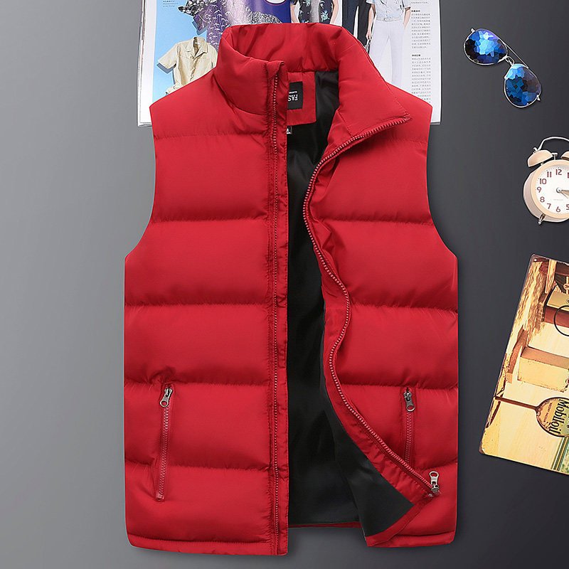 Men Winter Sleeveless Waistcoat Quilted Jacket Warm Thick Stand Collar Coat Male Padded Vest Man's Custom Logo Vest Waistcoat