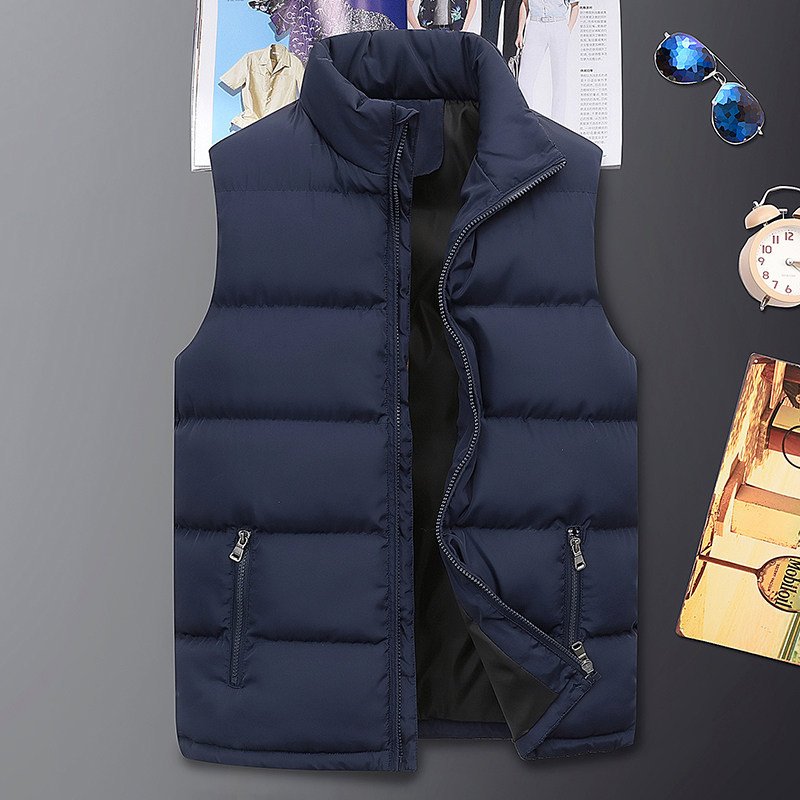 Men Winter Sleeveless Waistcoat Quilted Jacket Warm Thick Stand Collar Coat Male Padded Vest Man's Custom Logo Vest Waistcoat