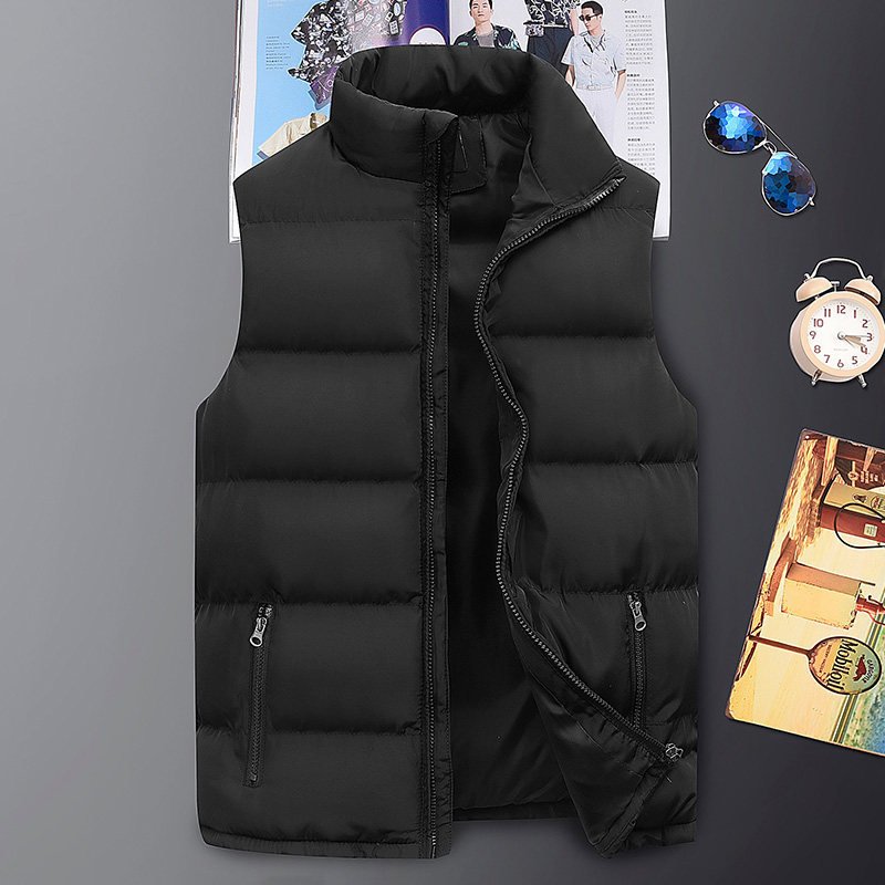 Men Winter Sleeveless Waistcoat Quilted Jacket Warm Thick Stand Collar Coat Male Padded Vest Man's Custom Logo Vest Waistcoat