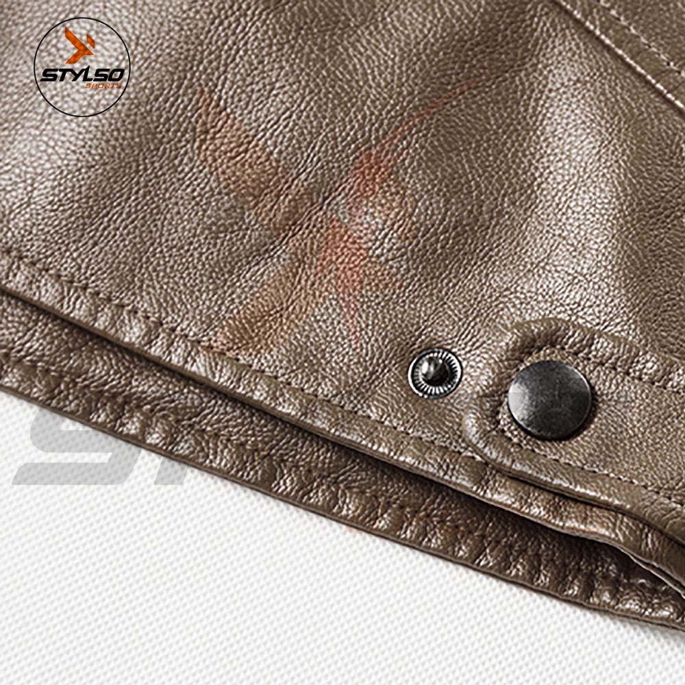 Men's Trending Cruiser Leather Jacket Stylish Real Leather Waist Coat with Stand Collar Zipper Closure Casual Top for Winter