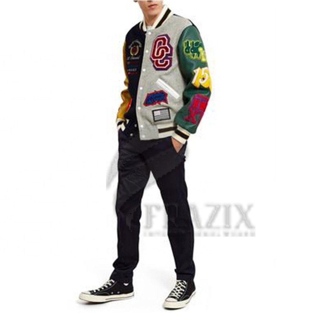 Wholesale Men Custom Logo Unisex Baseball Letterman leather sleeves Jacket 2024