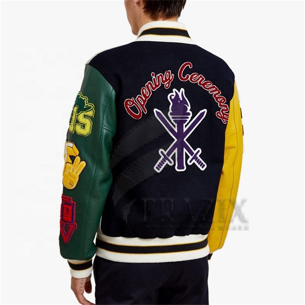 Wholesale Men Custom Logo Unisex Baseball Letterman leather sleeves Jacket 2024