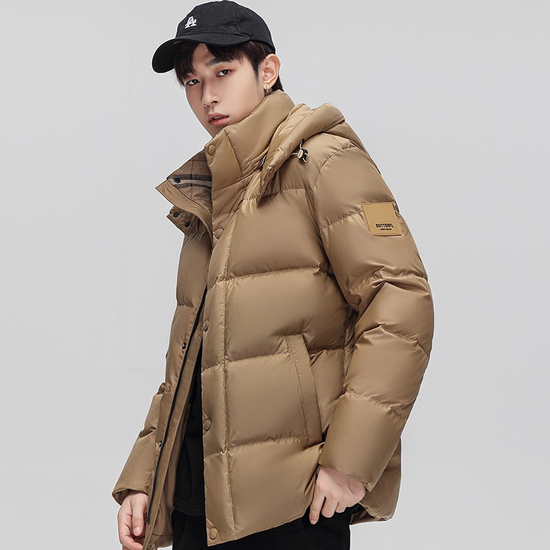 Fitting Men's Down Jacket for Winter Clothes 2023 Customized Comfortable Fashionable Thicker and Warmer Loose Canvas Fabric Raw