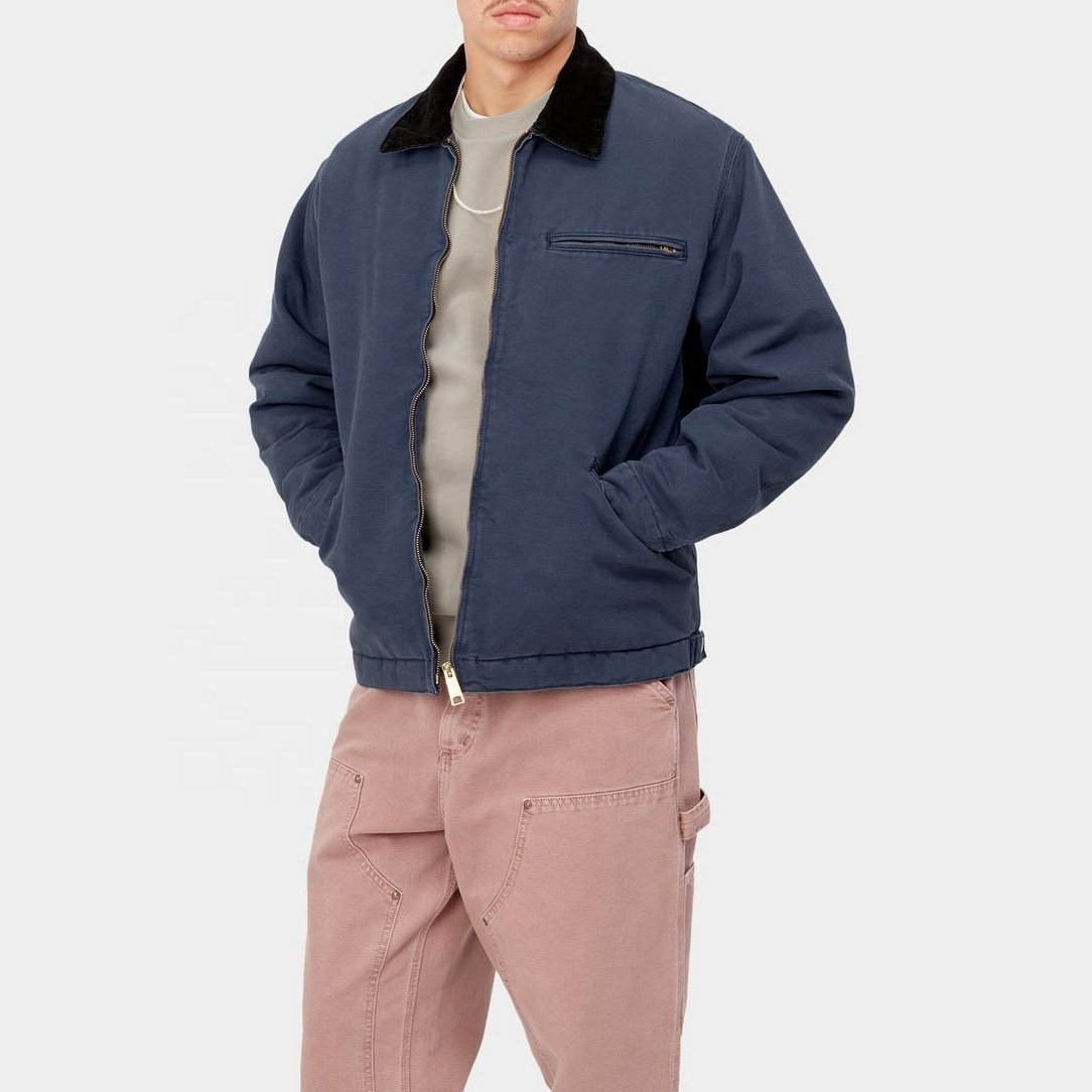 Wholesale custom men's casual heavy cotton thick zip up utility pockets waxed canvas work jacket for men