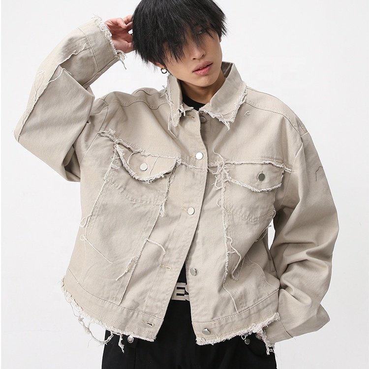 Custom men jean jacket for men plain denim jackets 2024 pink denim jacket