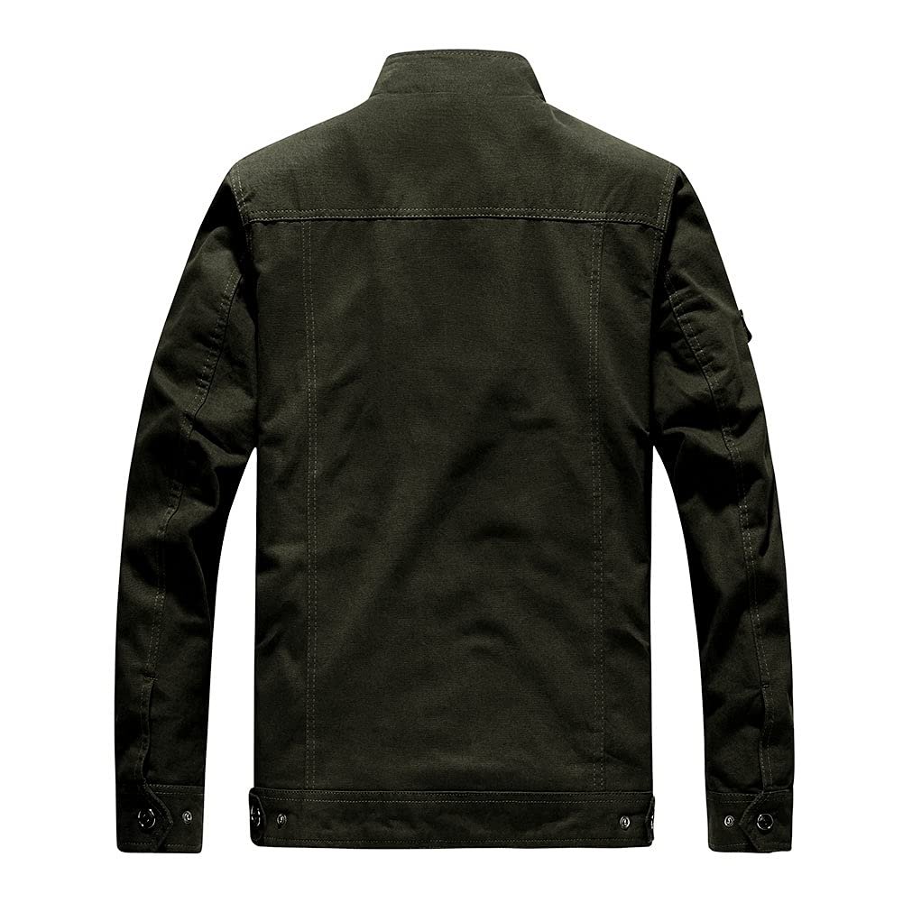 Multi Pocket men's jacket canvas casual zipper autumn coat Vintage outdoor wear solid color bomber jacket